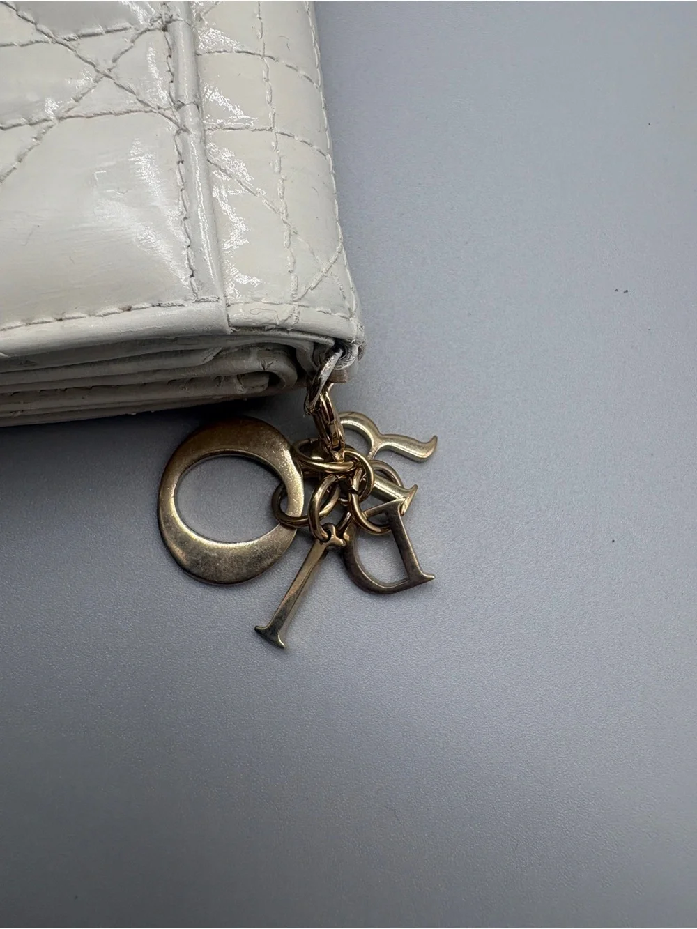 Christian Dior Lady Dior Lotus Cannage Wallet White Leather Entrupy COA